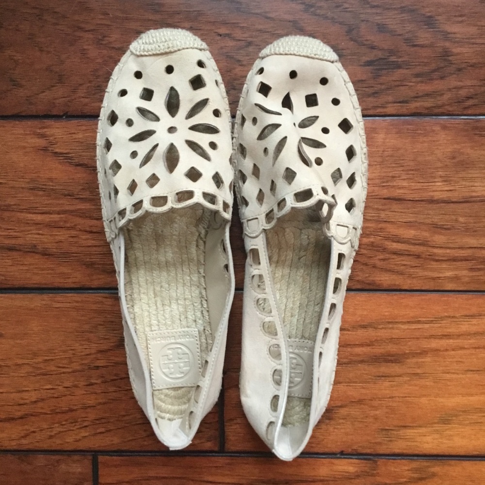 Tory Burch Tan Leather May Espadrilles Size 8 1/2